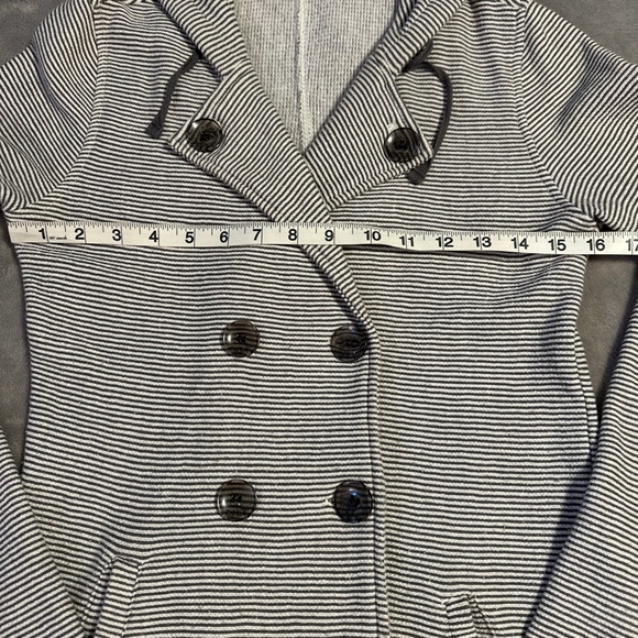 Roxy Striped Button Up Sweater Jacket Women's XS Gray Grey Y2K Cozy Fall Preppy - Picture 2 of 8
